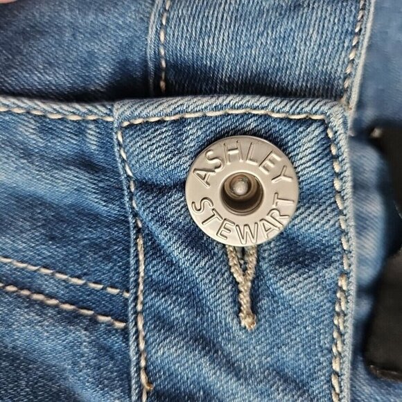 Ashley Stewart Jeans Size 14 Medium Wash Rhinestone Raw Edge Bootcut Leg 147502 - Picture 12 of 16
